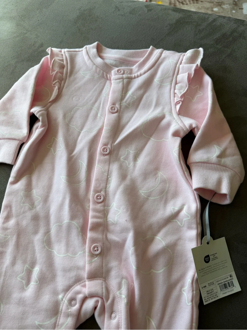 cloud island Pink Moon & Stars Fleece Footie